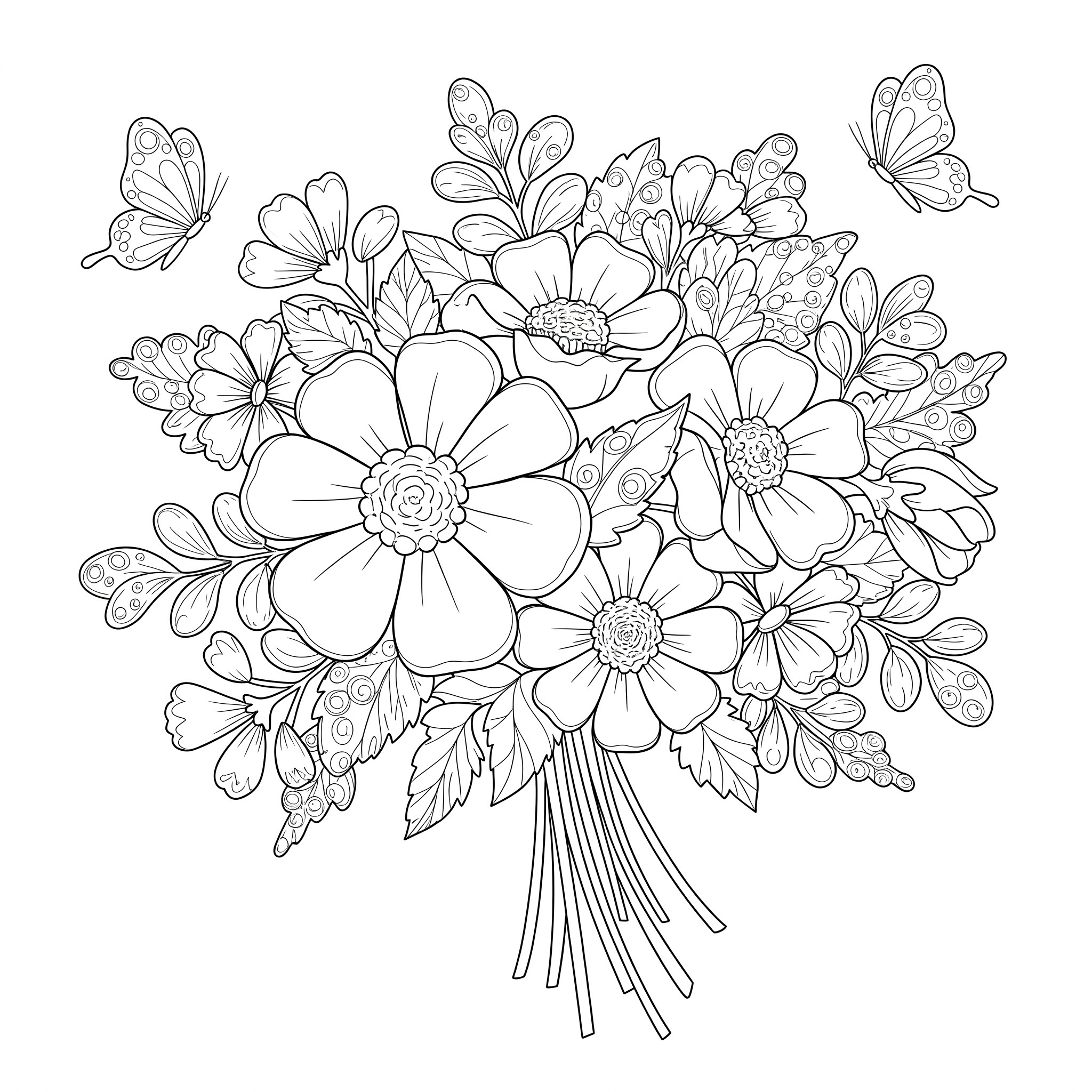 Flower Bouquet Coloring Pages 12 Flower Bouquet coloring book pages