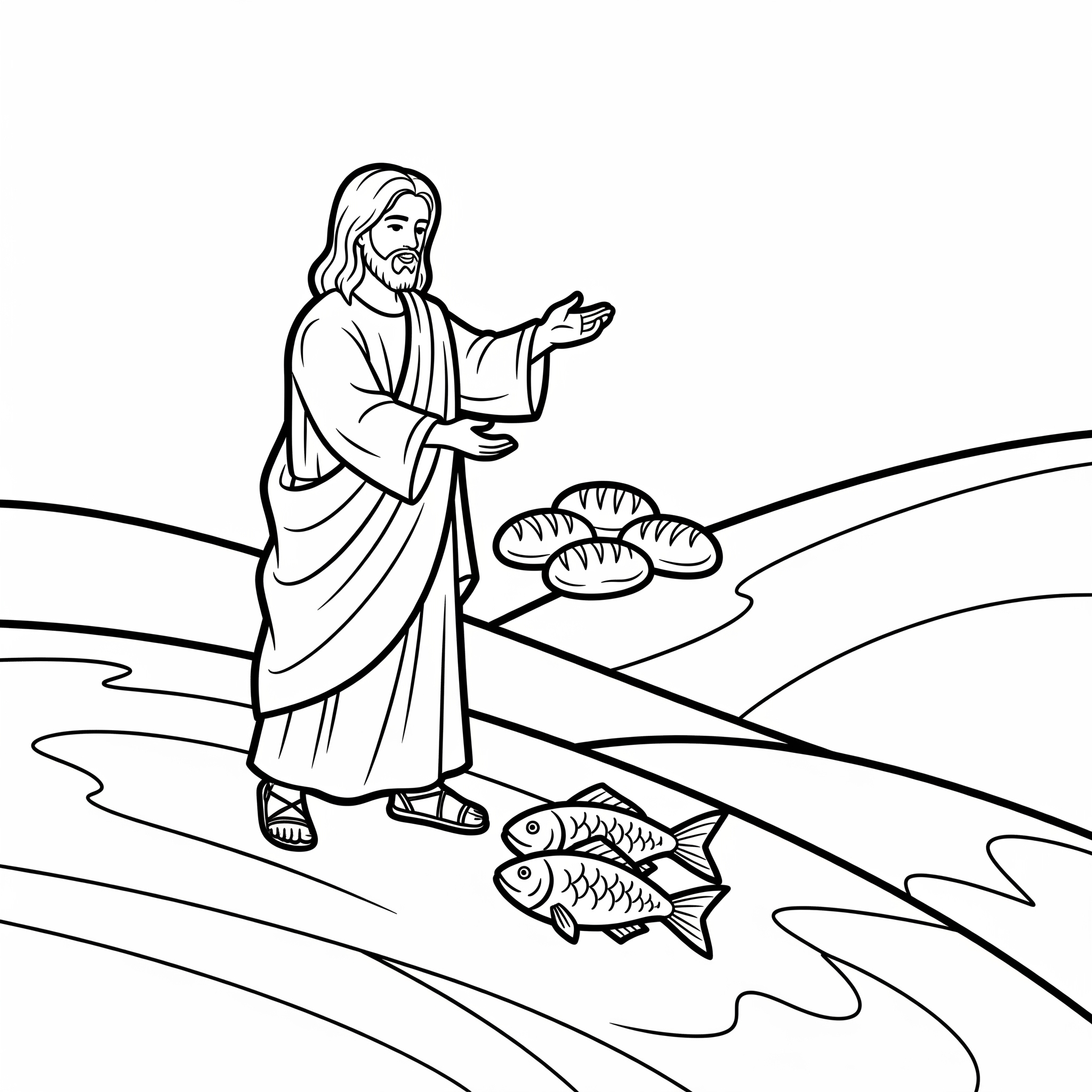 Jesus Feeds The 5000 Coloring Pages 10 free full size printable Jesus Feeds The 5000 coloring pages for adults pdf