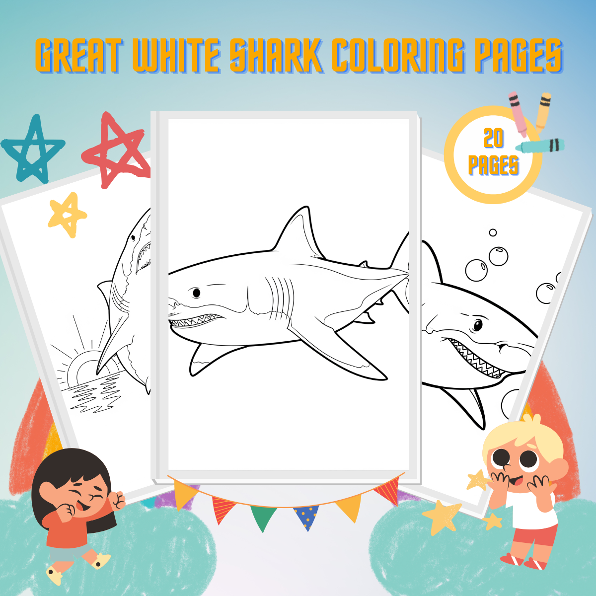 Great White Shark Coloring Pages thumbnail