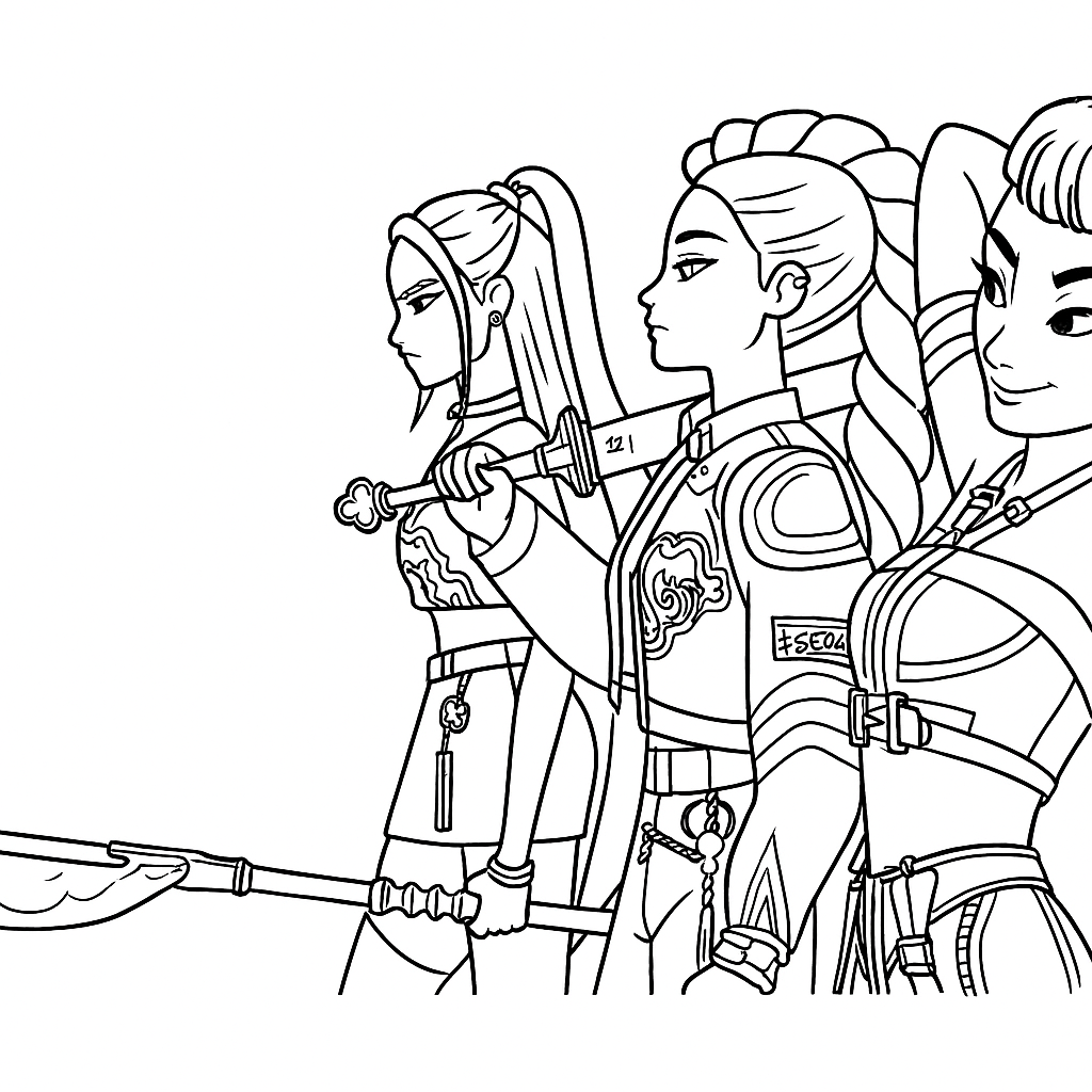 KPop Demon Hunters Coloring Pages 13 free adult KPop Demon Hunters coloring pages