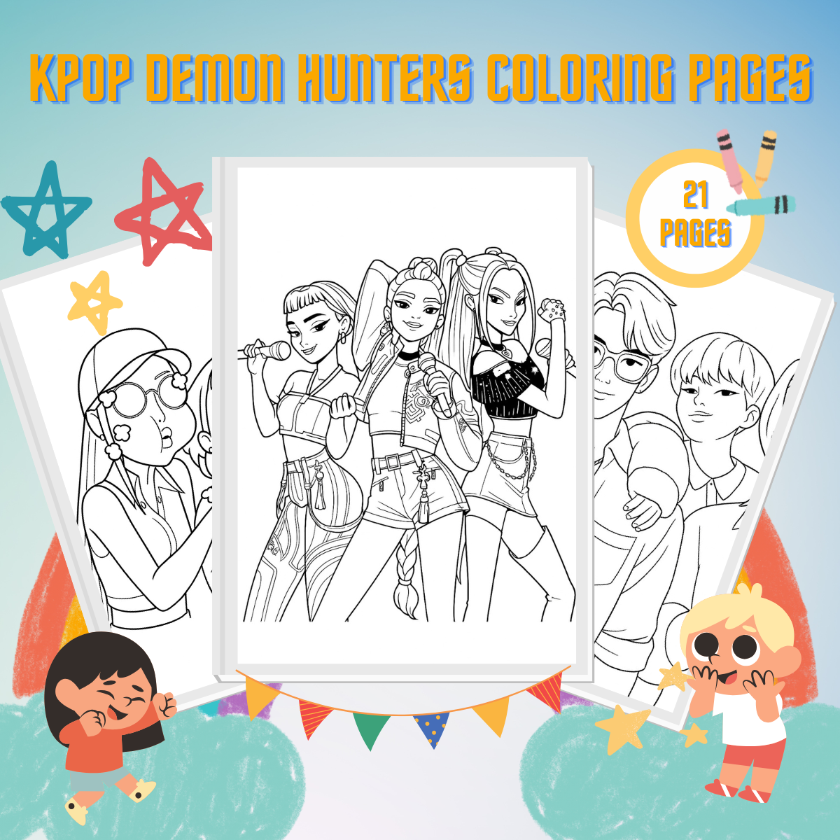 KPop Demon Hunters Coloring Pages thumbnail