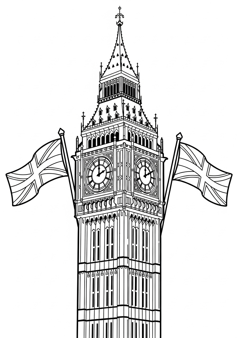 Big Ben Coloring Pages 12 easy cute Big Ben coloring pages