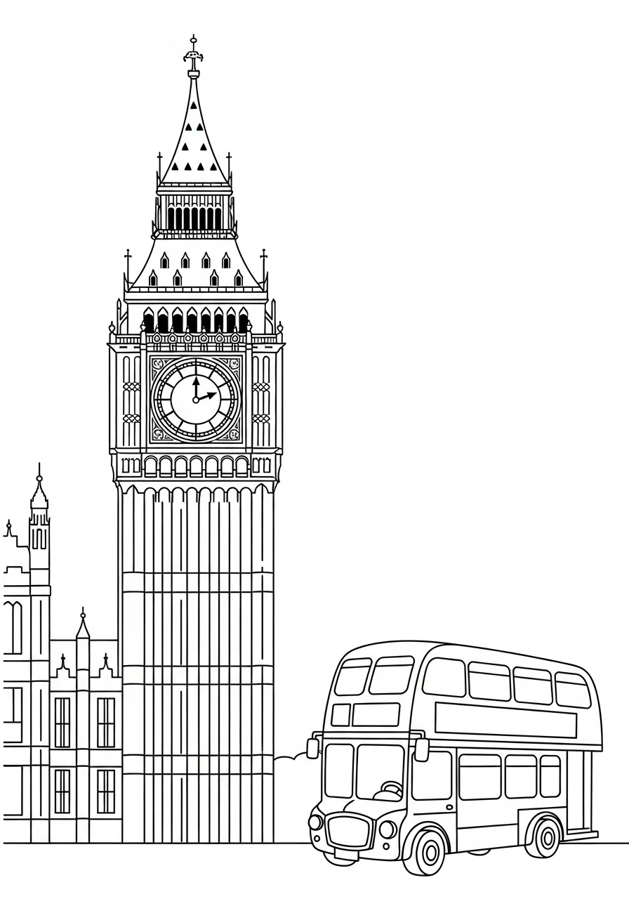 Big Ben Coloring Pages 5 detailed Big Ben coloring pages for adults