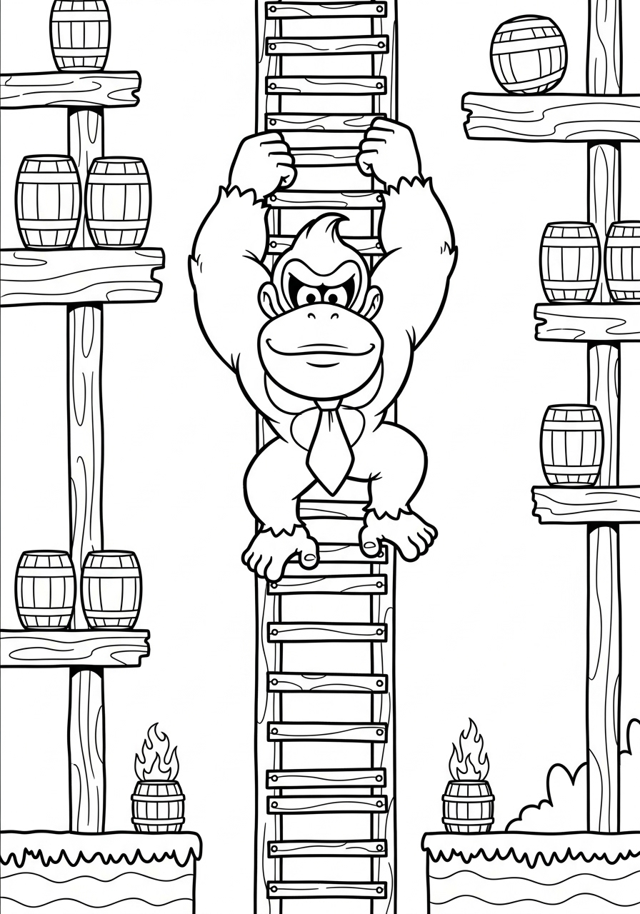 Donkey Kong Coloring Pages 10 printable Donkey Kong coloring pages