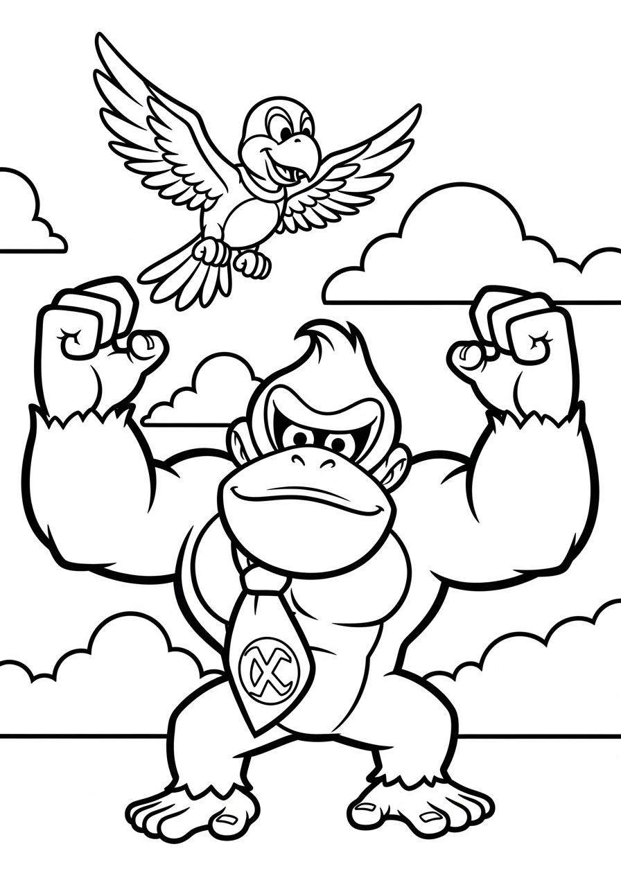 Donkey Kong Coloring Pages 16 printable Donkey Kong coloring pages for adults