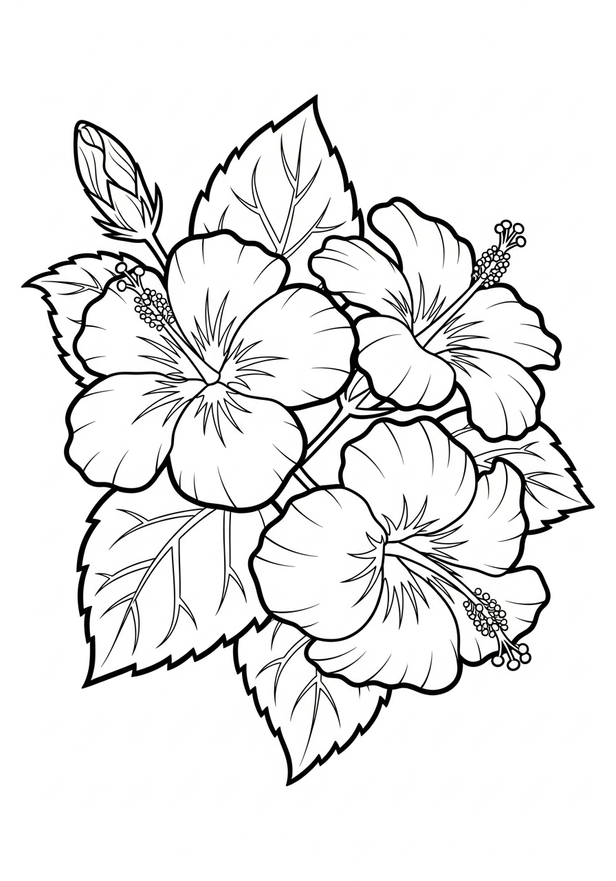 Hibiscus Coloring Pages 12 Hibiscus free coloring pages 1