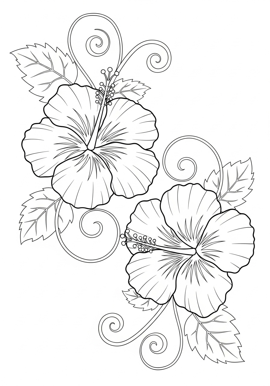 Hibiscus Coloring Pages 9 coloring pages for kids Hibiscus