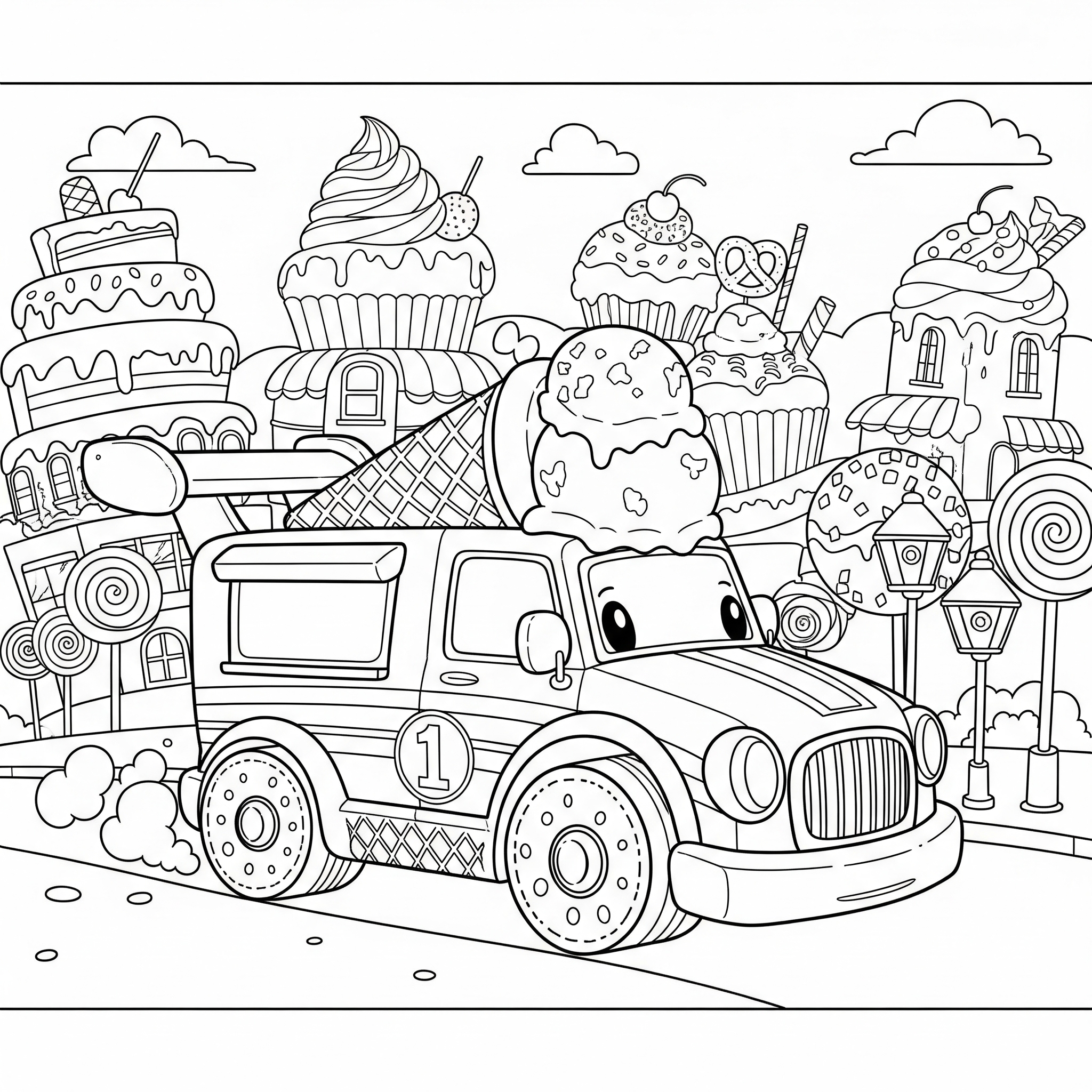 Ice Cream Truck Coloring Pages 12 detailed Ice Cream Truck coloring pages for adults