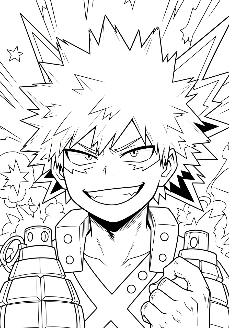 Katsuki Bakugo Coloring Pages 6 Katsuki Bakugo coloring pages for preschoolers