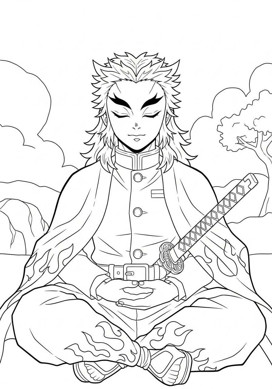 Kyojuro Rengoku free coloring pages