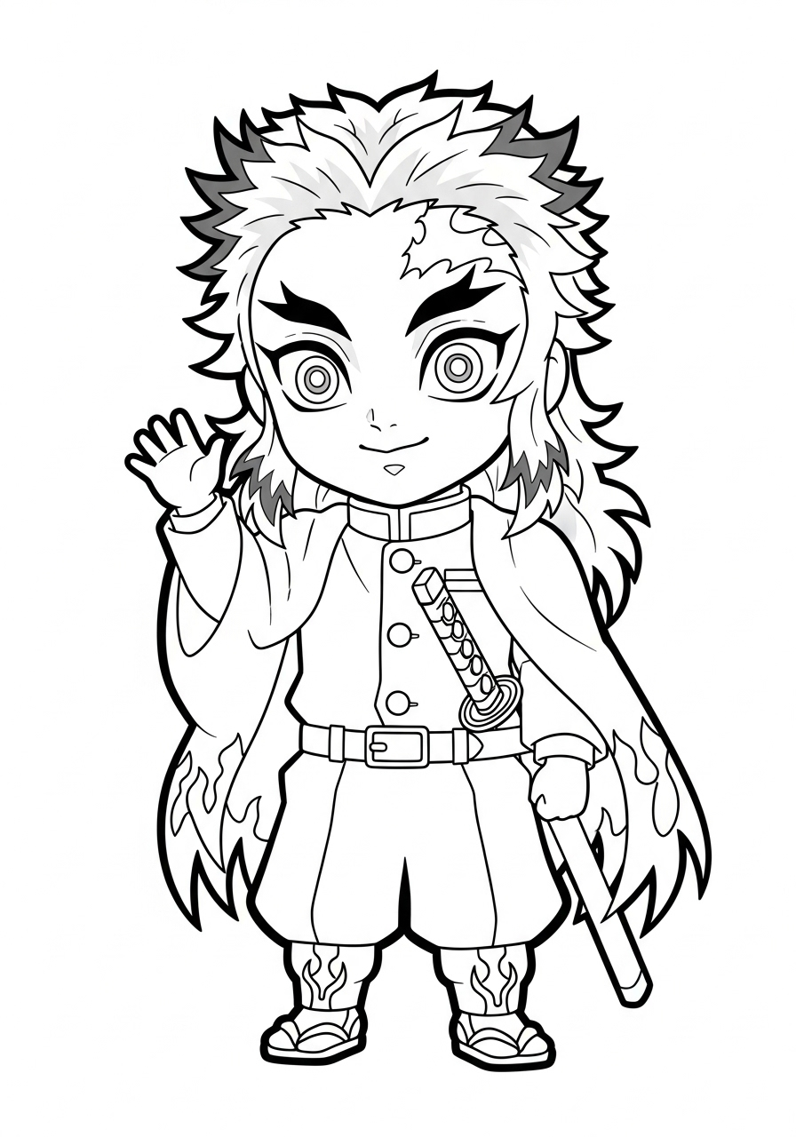 free coloring pages Kyojuro Rengoku
