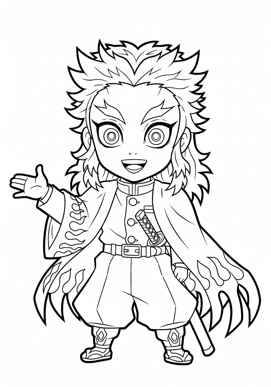 Kyojuro Rengoku themed coloring pages