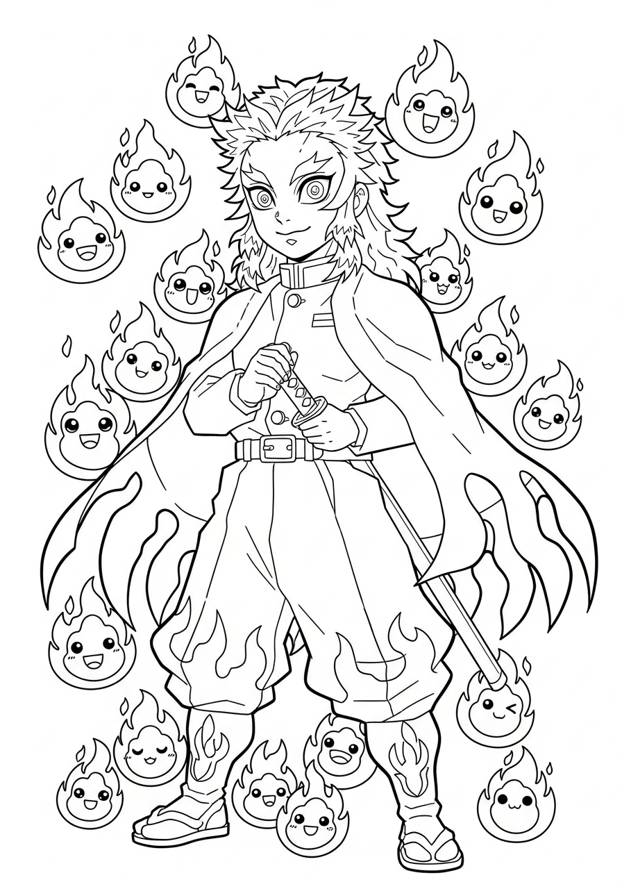 Kyojuro Rengoku adult coloring pages