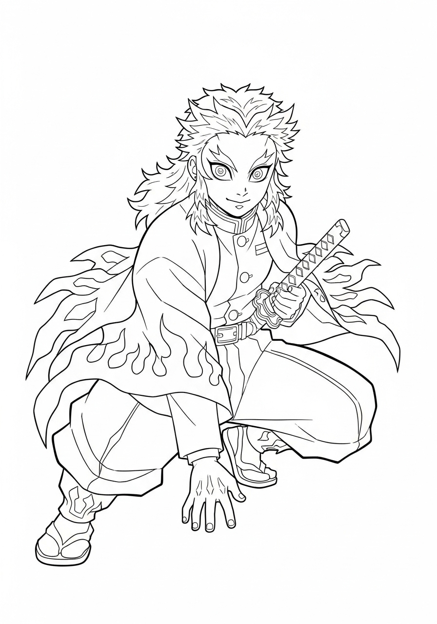 coloring pages Kyojuro Rengoku