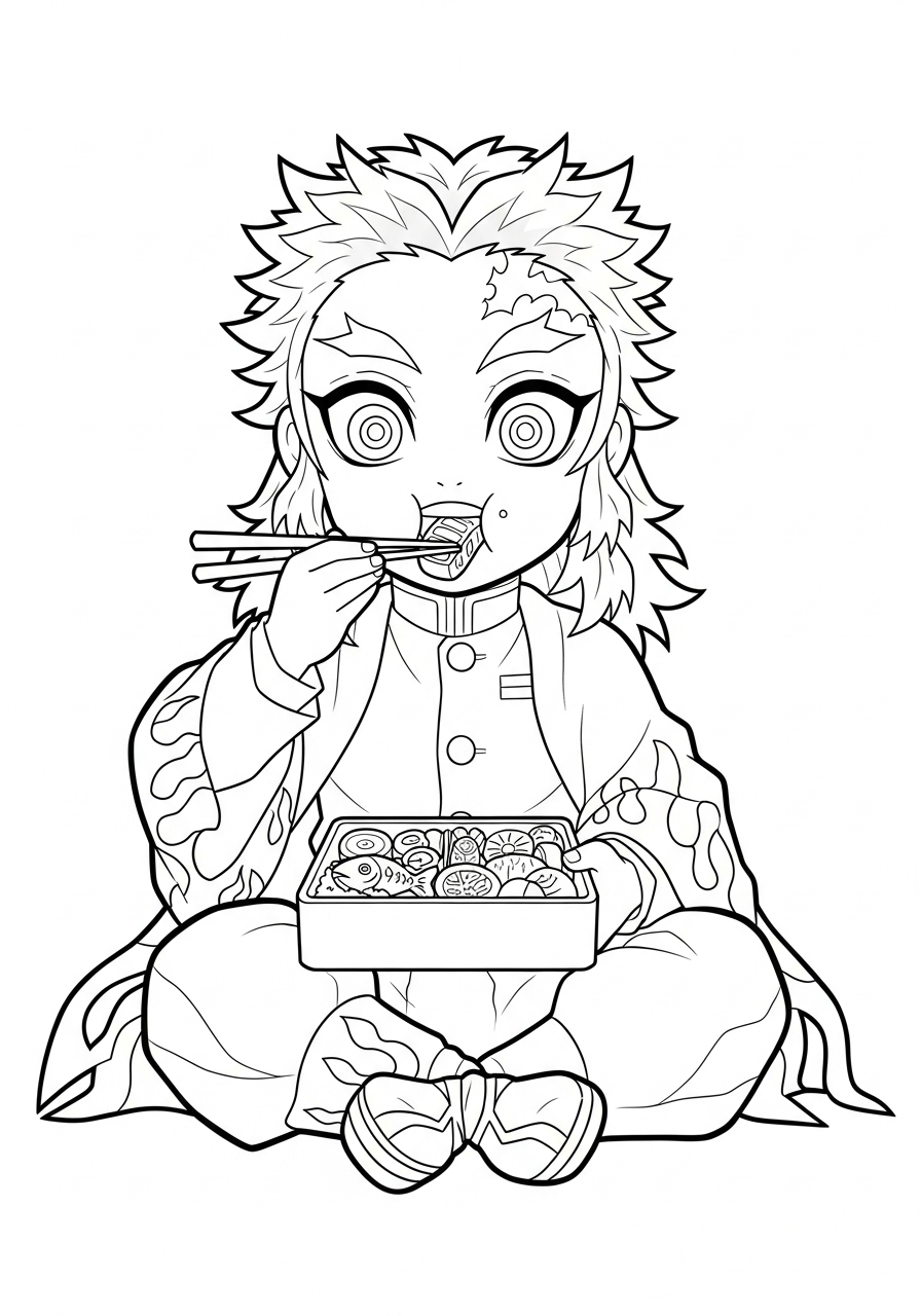 merry Kyojuro Rengoku coloring pages