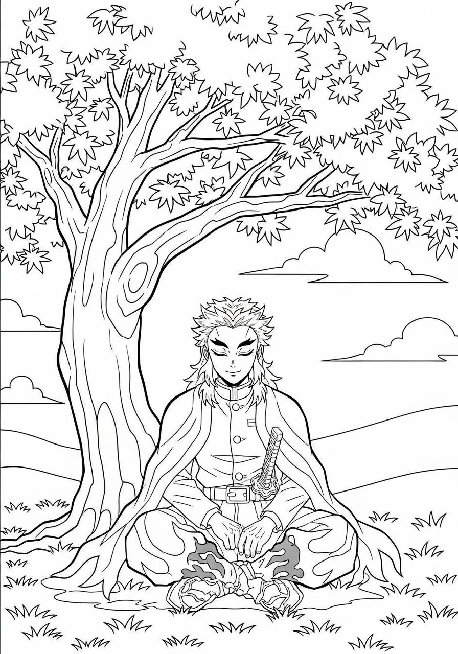 coloring pages for kids Kyojuro Rengoku