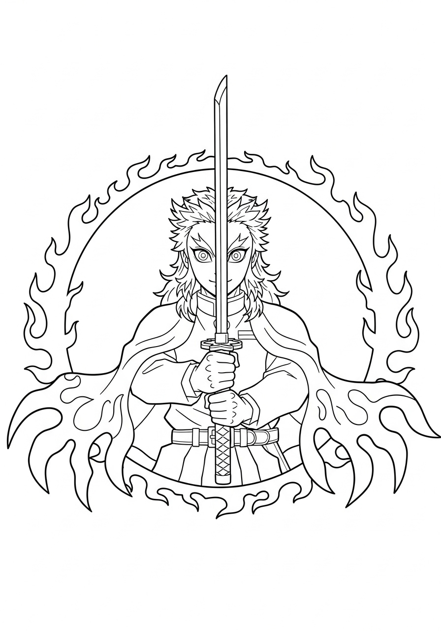 Kyojuro Rengoku cards coloring pages