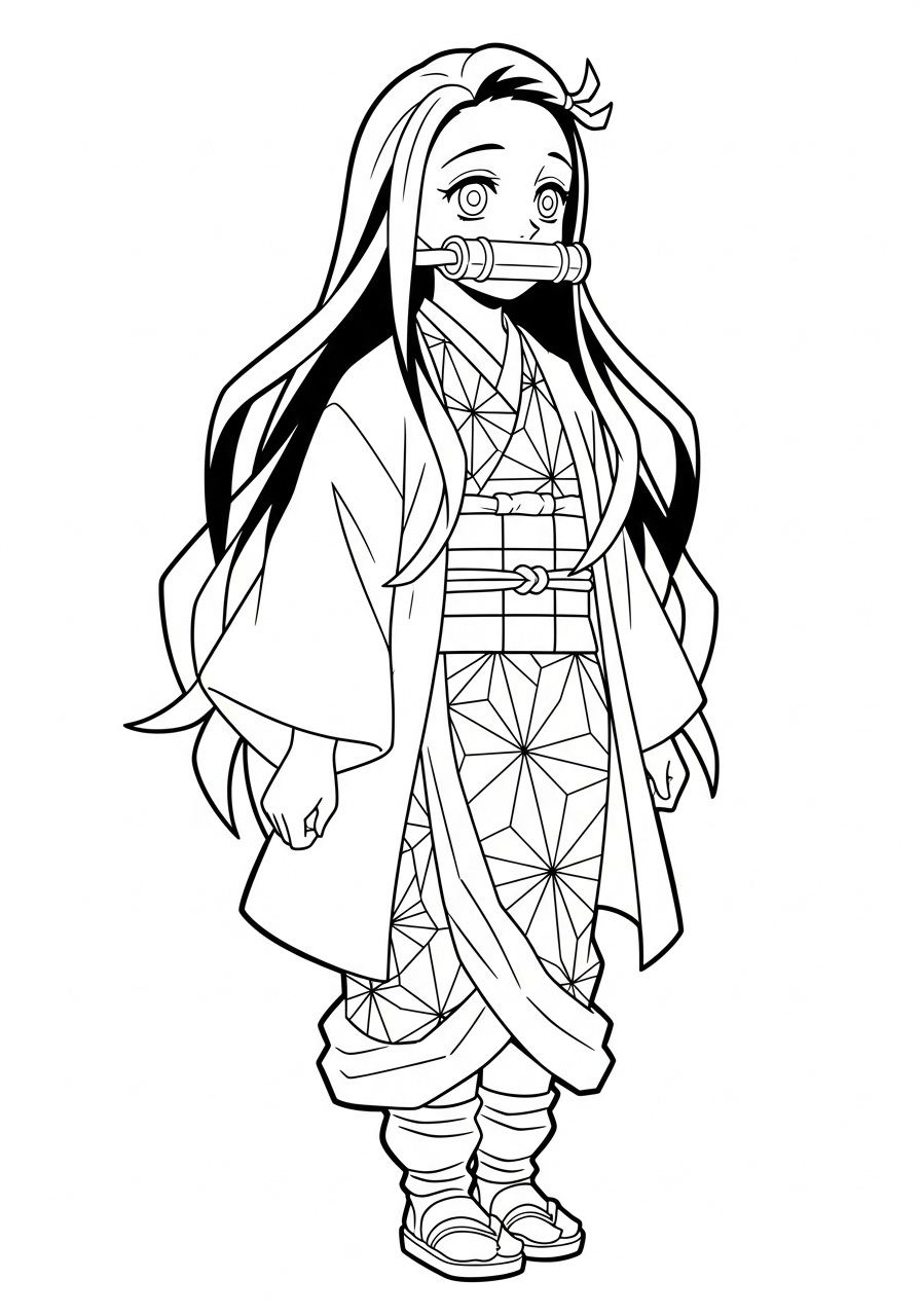 Nezuko Coloring Pages 2 detailed Nezuko coloring pages for adults