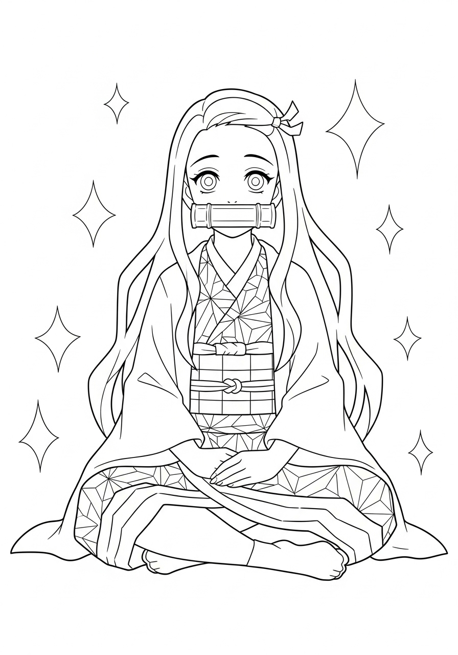 Nezuko Coloring Pages 18 easy cute Nezuko coloring pages