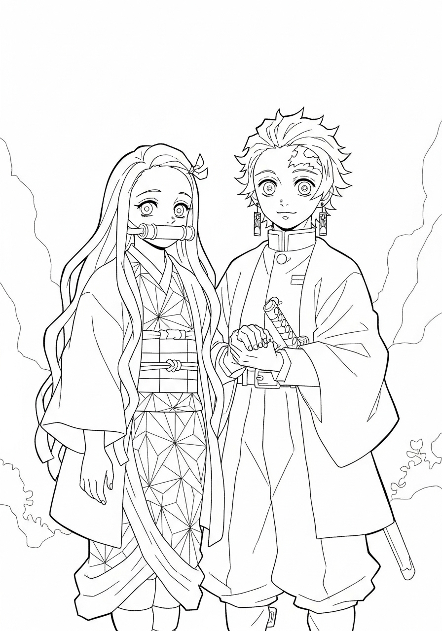 Nezuko Coloring Pages 6 coloring pages printable Nezuko