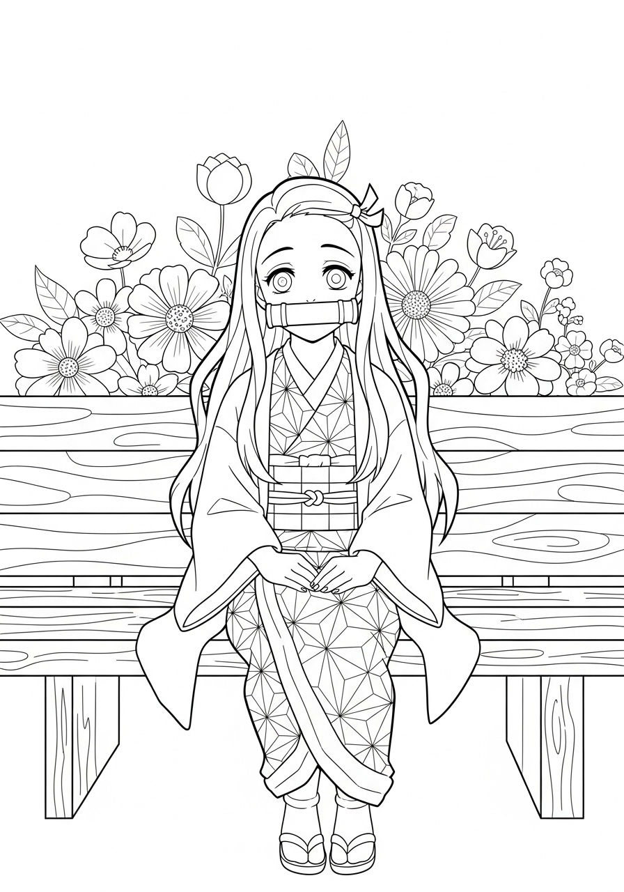Nezuko Coloring Pages 9 adult Nezuko coloring pages