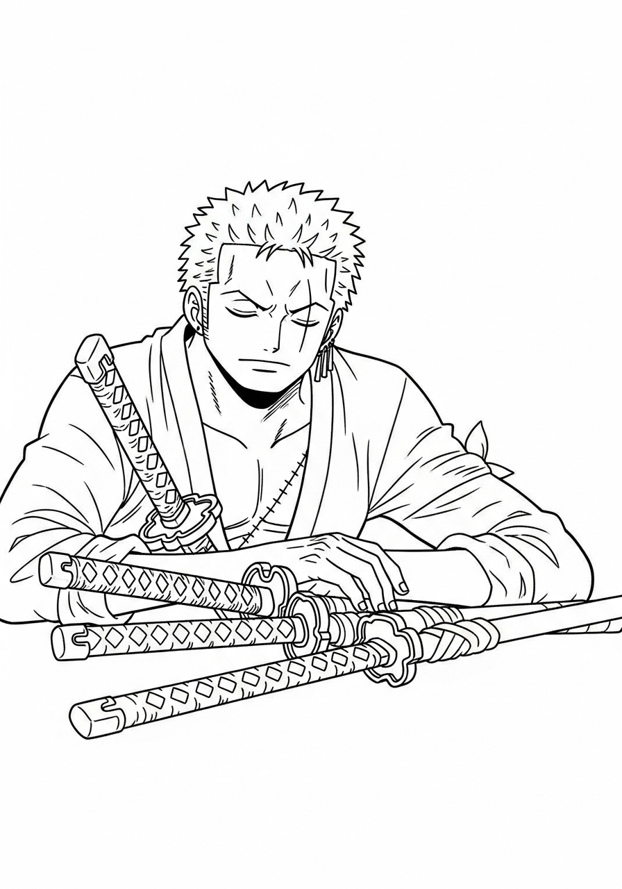 Roronoa Zoro Coloring Pages 17 printable Roronoa Zoro coloring pages for adults 1