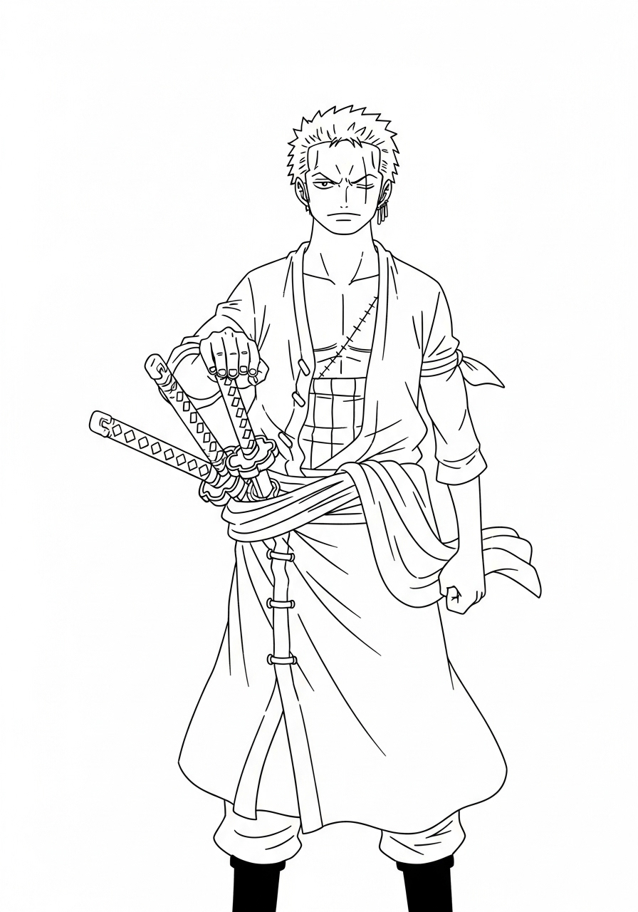 Roronoa Zoro Coloring Pages 3 Roronoa Zoro coloring pages for adults easy