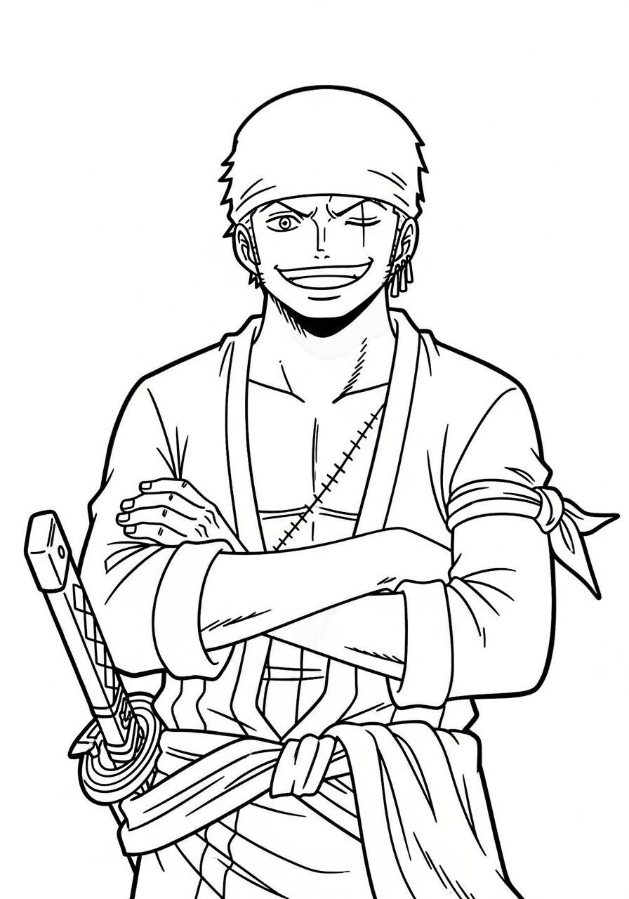 Roronoa Zoro Coloring Pages 4 Roronoa Zoro cards coloring pages