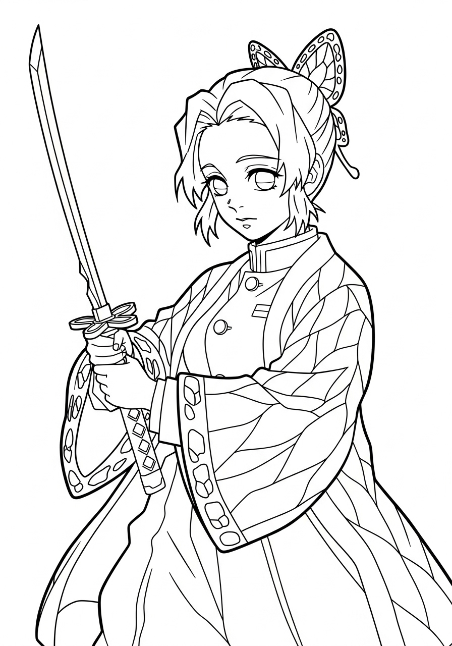 Shinobu Kocho Coloring Pages 12 easy cute Shinobu Kocho coloring pages 1