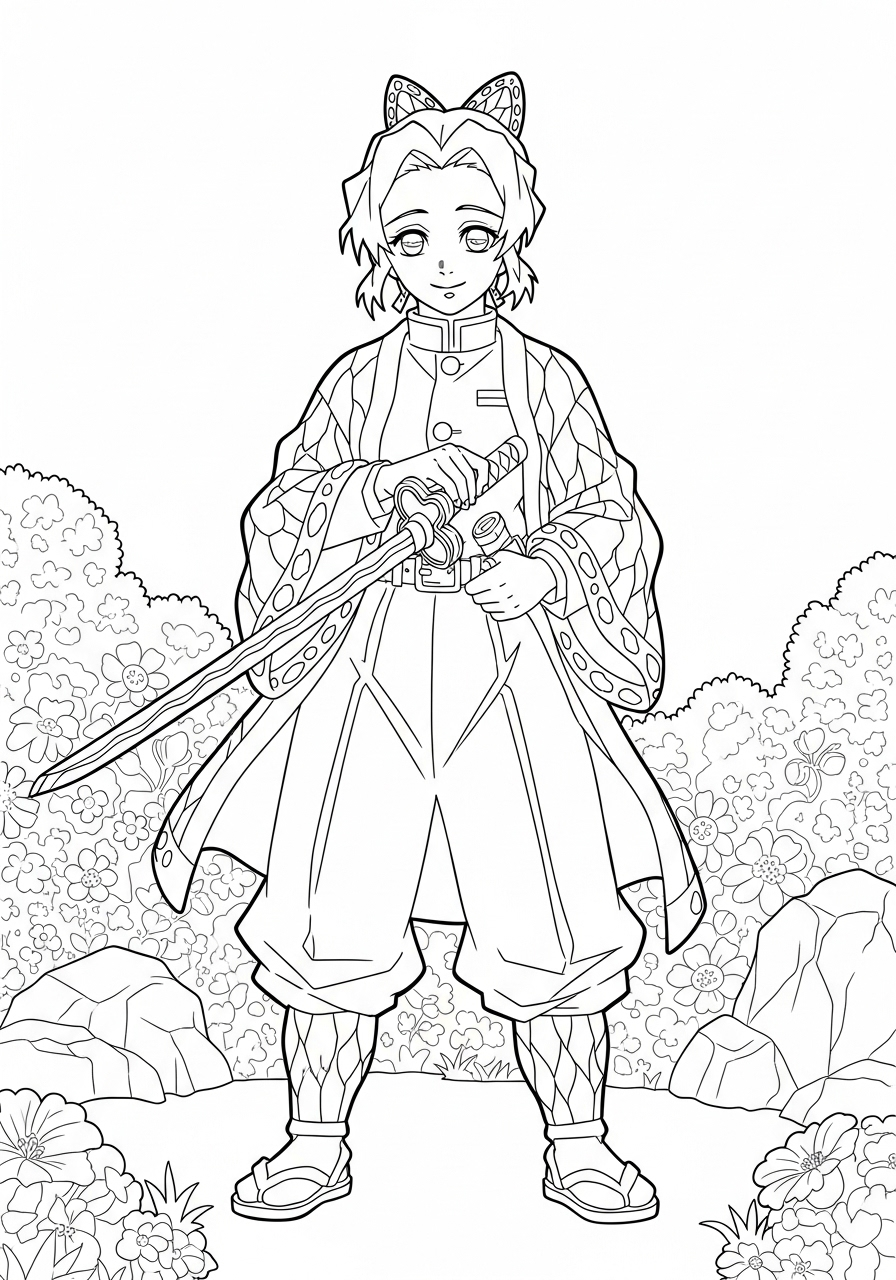 Shinobu Kocho Coloring Pages 4 free Shinobu Kocho coloring pages printable