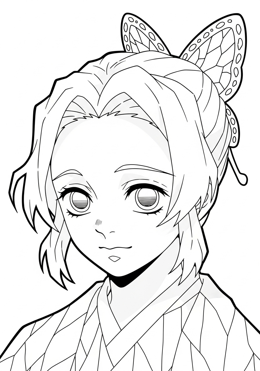 Shinobu Kocho Coloring Pages 5 detailed Shinobu Kocho coloring pages for adults