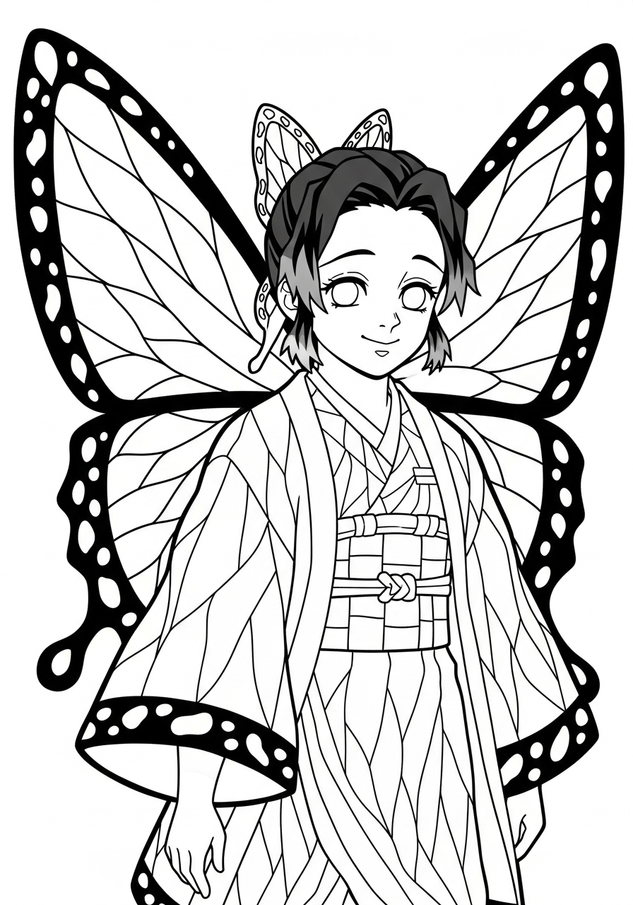 Shinobu Kocho Coloring Pages 6 easy cute Shinobu Kocho coloring pages