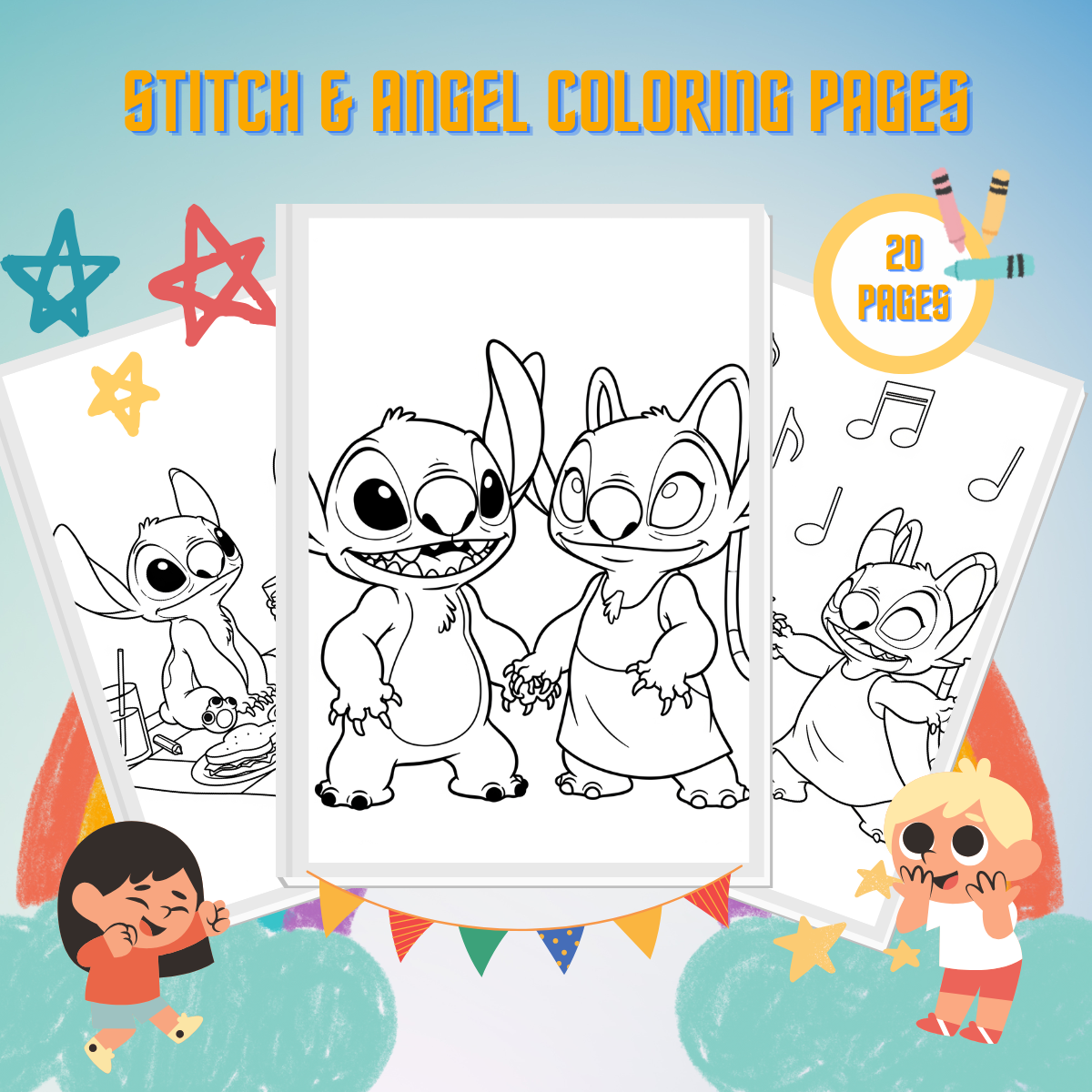 Stitch & Angel Coloring Pages