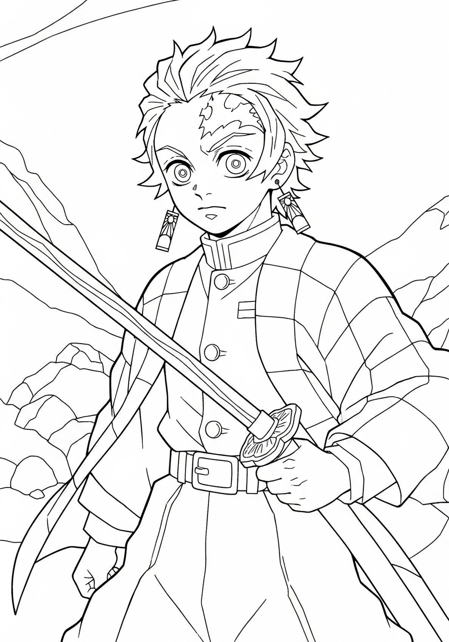 Tanjiro Kamado Coloring Pages 2 Tanjiro Kamado coloring pages for adults
