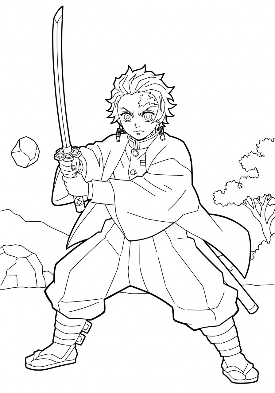 Tanjiro Kamado Coloring Pages 14 Tanjiro Kamado adult coloring pages