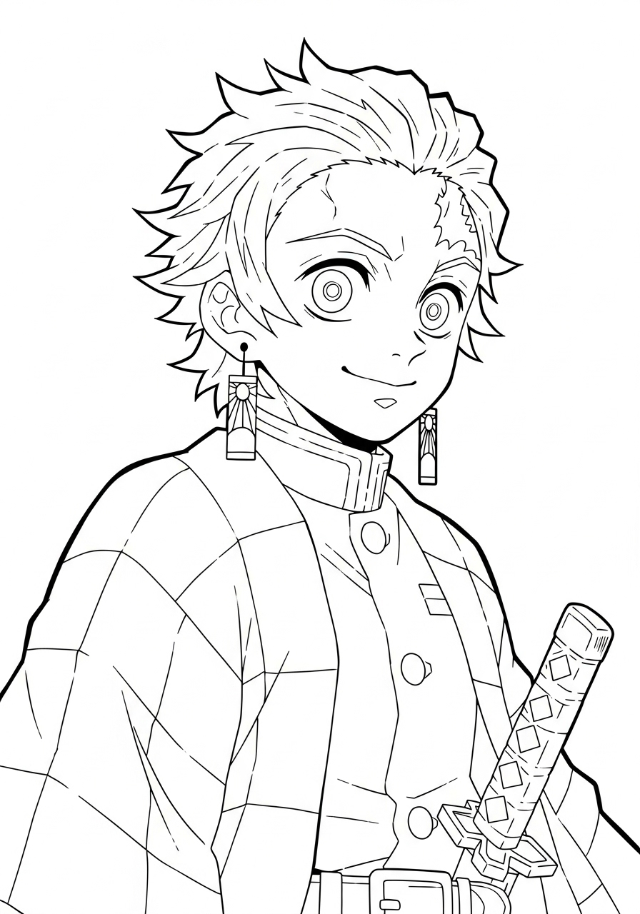 Tanjiro Kamado Coloring Pages 16 free Tanjiro Kamado coloring pages