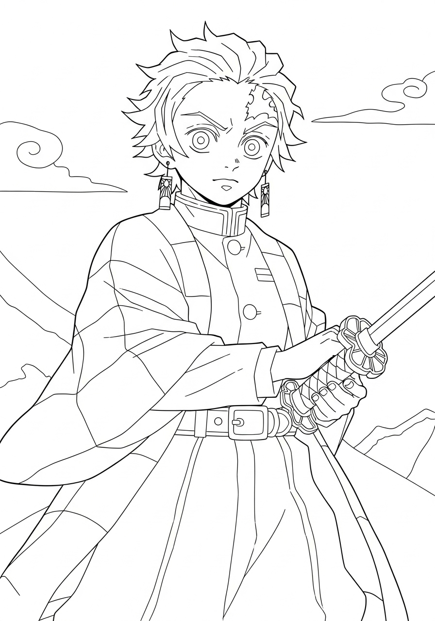 Tanjiro Kamado Coloring Pages 3 Tanjiro Kamado coloring pages free printable