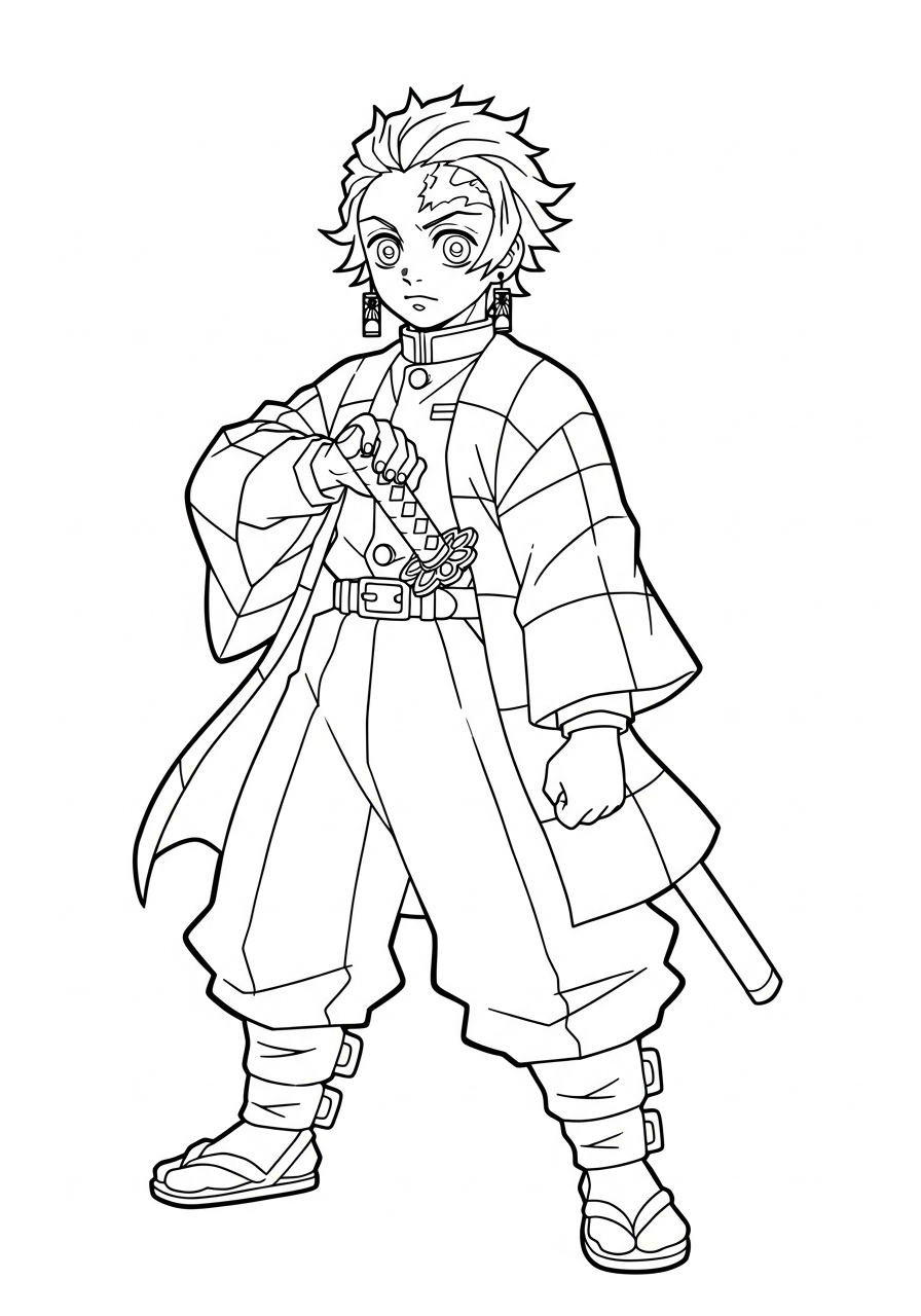 Tanjiro Kamado Coloring Pages 5 Tanjiro Kamado ornament coloring pages