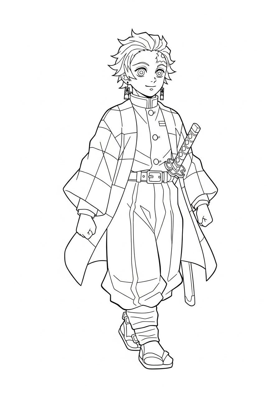 Tanjiro Kamado Coloring Pages 8 free Tanjiro Kamado printable coloring pages