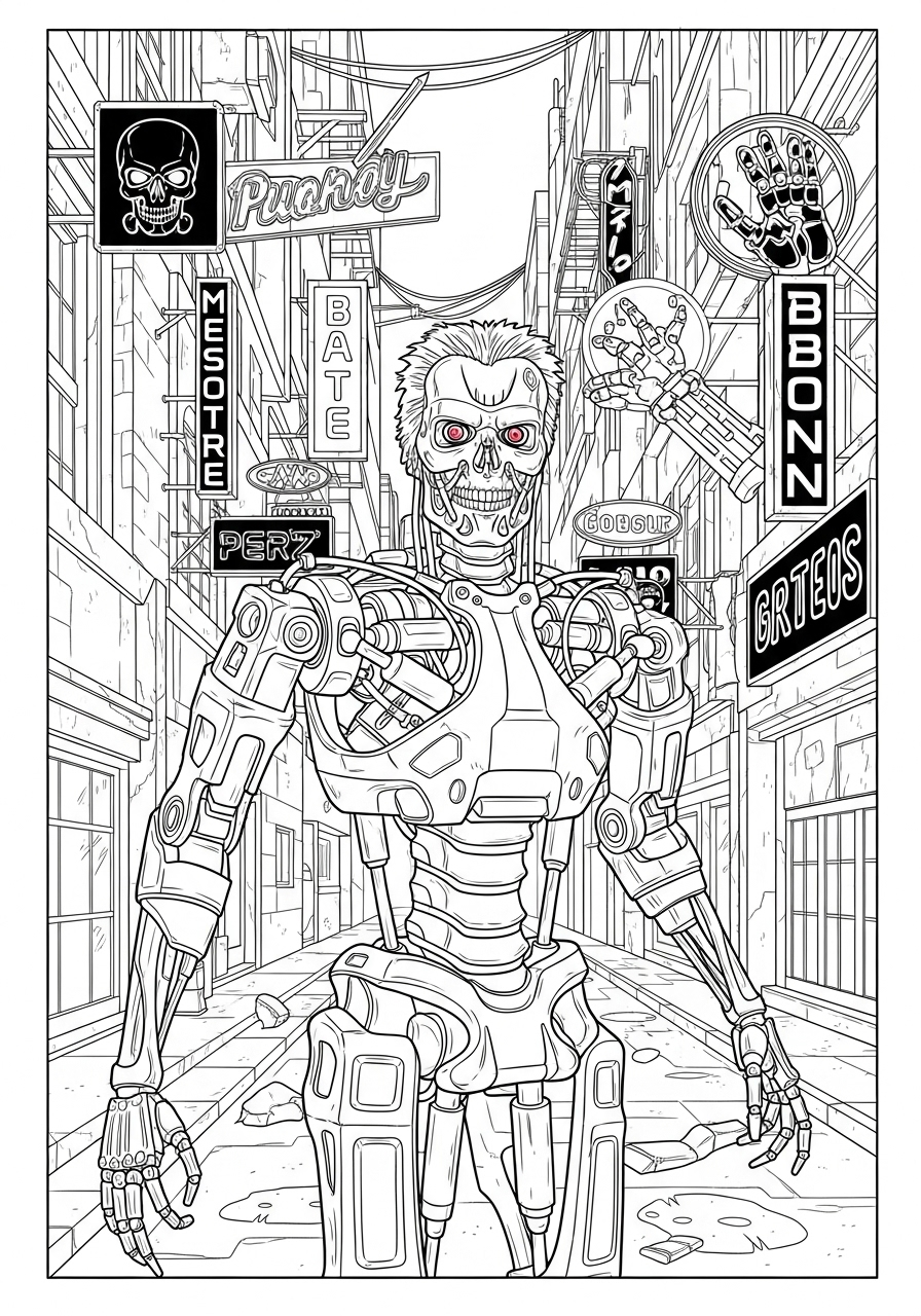 The Terminator Coloring Pages 11 The Terminator coloring pages for adults