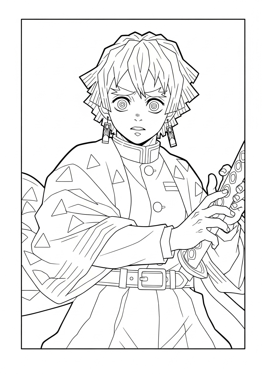 adult coloring pages Zenitsu Agatsuma