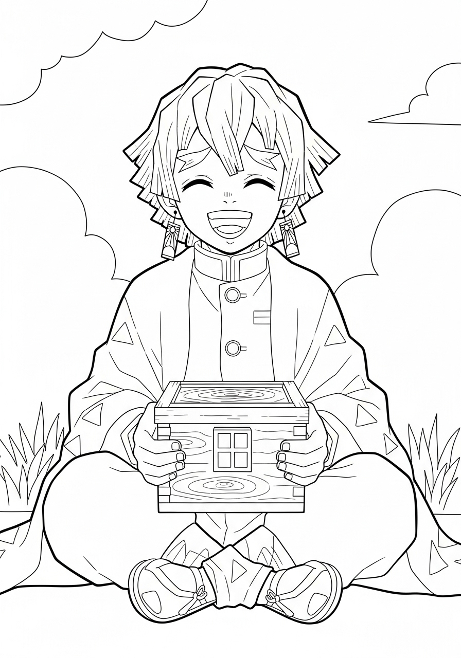 free Zenitsu Agatsuma tree coloring pages