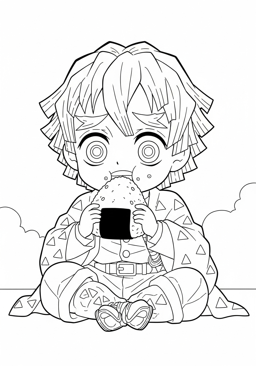 preschool Zenitsu Agatsuma coloring pages