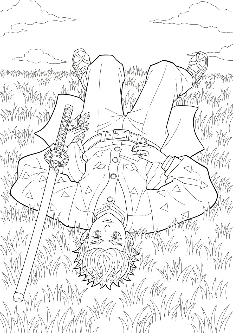 Zenitsu Agatsuma coloring pages for adults pdf