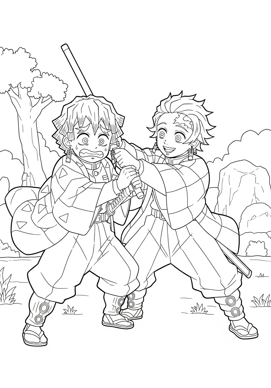 coloring Zenitsu Agatsuma pages