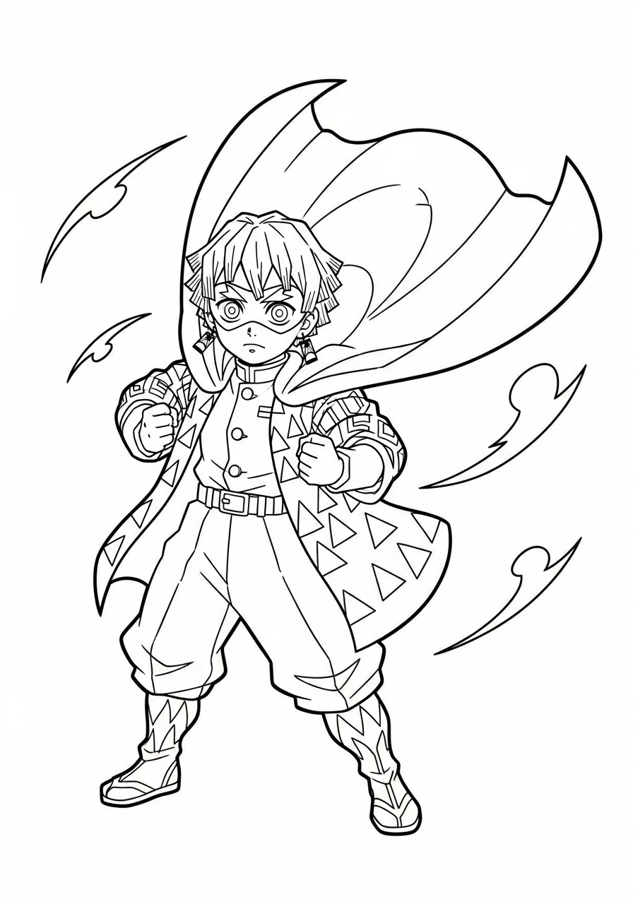 adult Zenitsu Agatsuma coloring pages