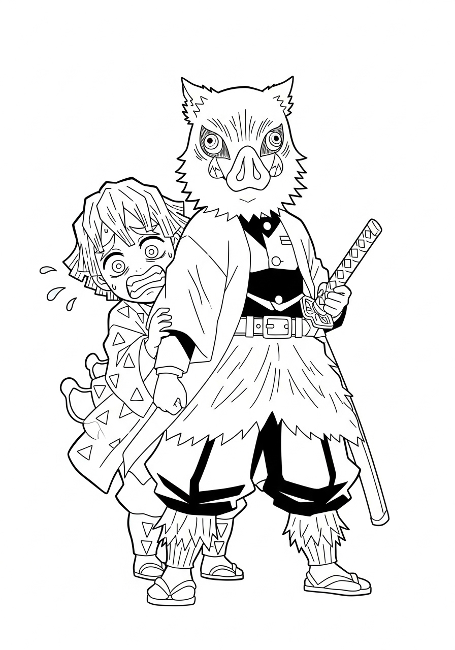 free adult Zenitsu Agatsuma coloring pages