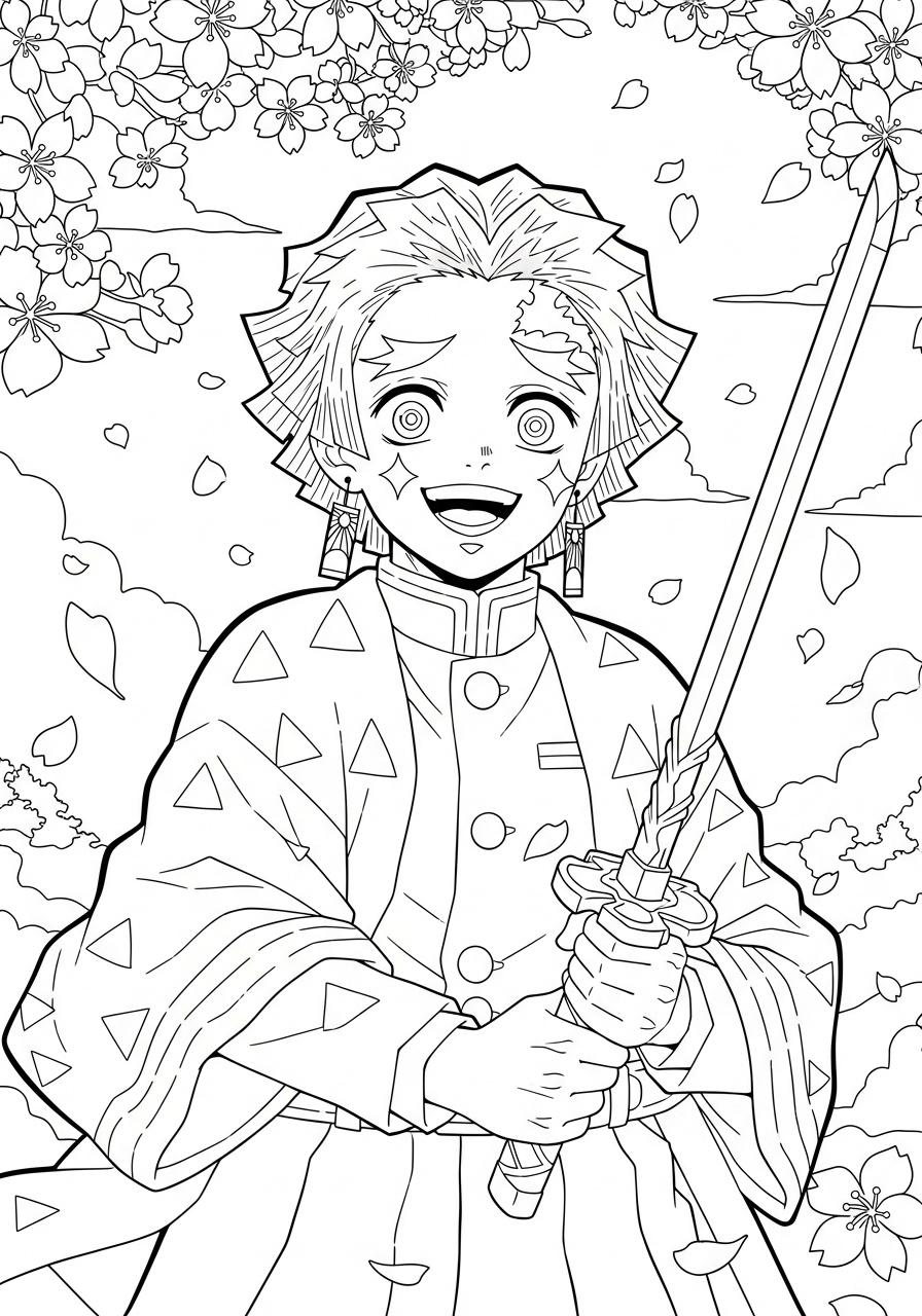 kids Zenitsu Agatsuma coloring pages