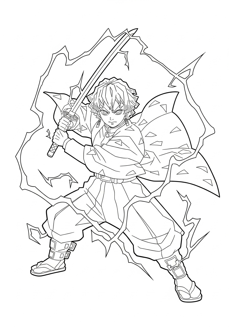 preschool Zenitsu Agatsuma coloring pages