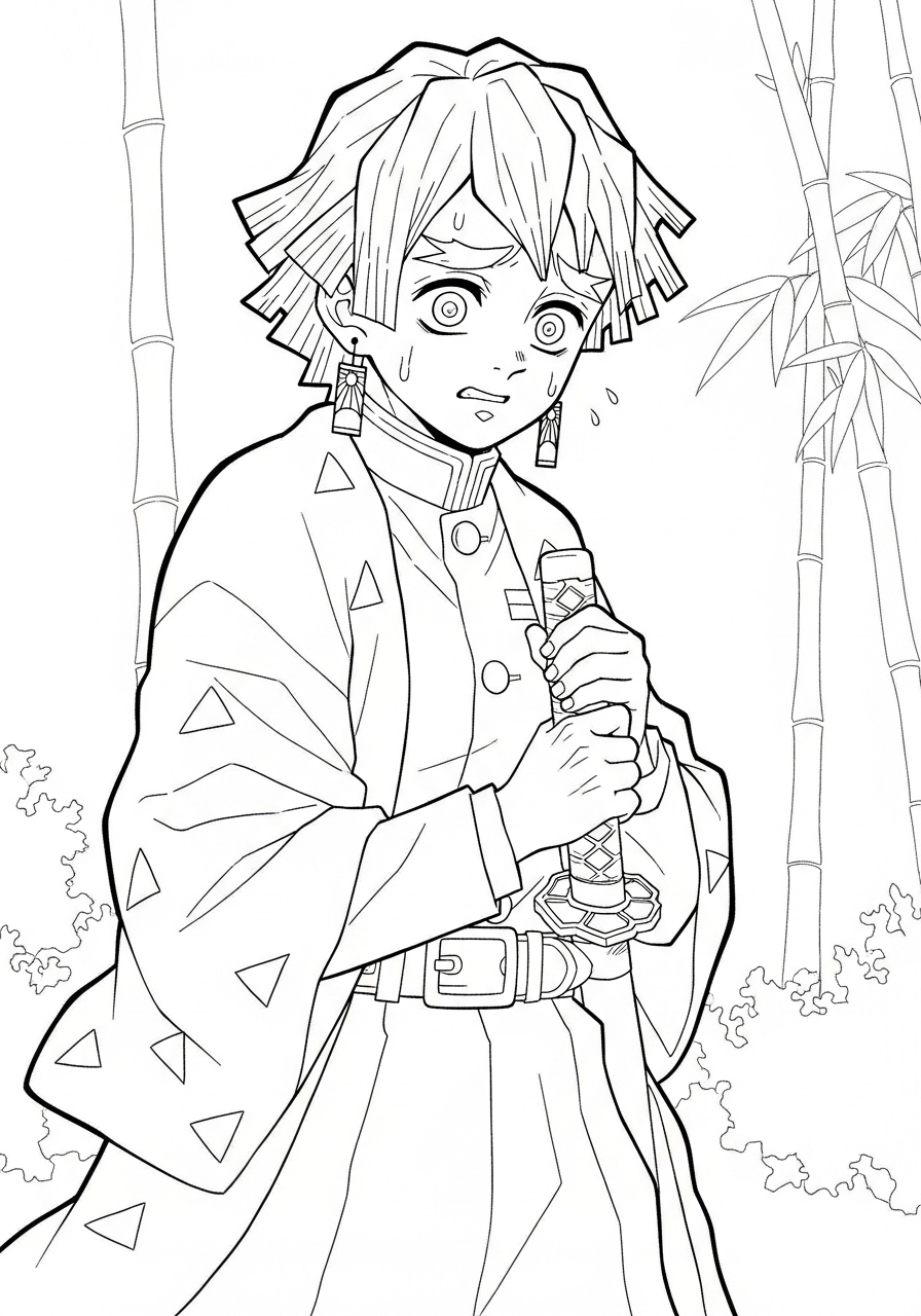 preschool Zenitsu Agatsuma coloring pages